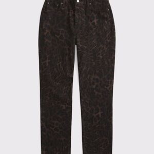 Abercrombie & Fitch Women's Straight Leg Jeans in Dark Brown Leopard